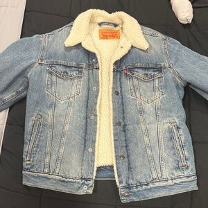 Levi's Blue Denim Sherpa Jacket